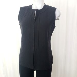 Chico's black quilted vest front zip mandarin collar size small
